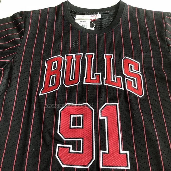 Camiseta Manga Corta Chicago Bulls Dennis Rodman NO 91 Negro